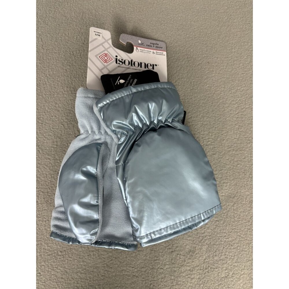 Isotoner Signature Women's Sleek Heat Flip Touchscreen Mittens Blue S/M NWT's